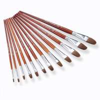 Private Label Wooden Handle Paint Brush 12 Pcs Watercolor Round Art Oil Painting Brush