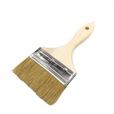 4 inch 100mm Best Brand Factory Flat Nature China White Pure Natural Bristle #641 Paint Brush Wooden Handle paint brush